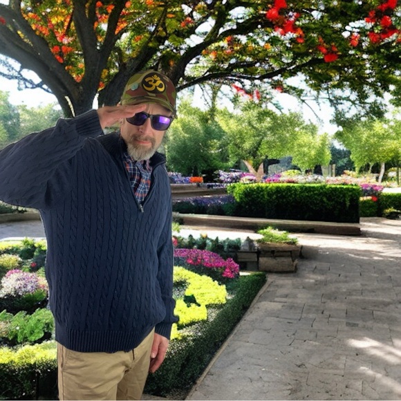 Blue Izod Cotton 1/4 Zip Cable Knit Sweater - Size L - Picture 10 of 15